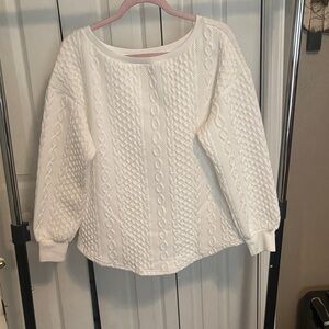 Women's White Cable Knit Sweater